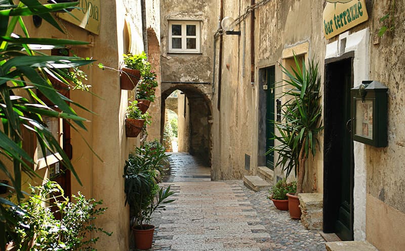 A romantic street of Cervo in Liguria