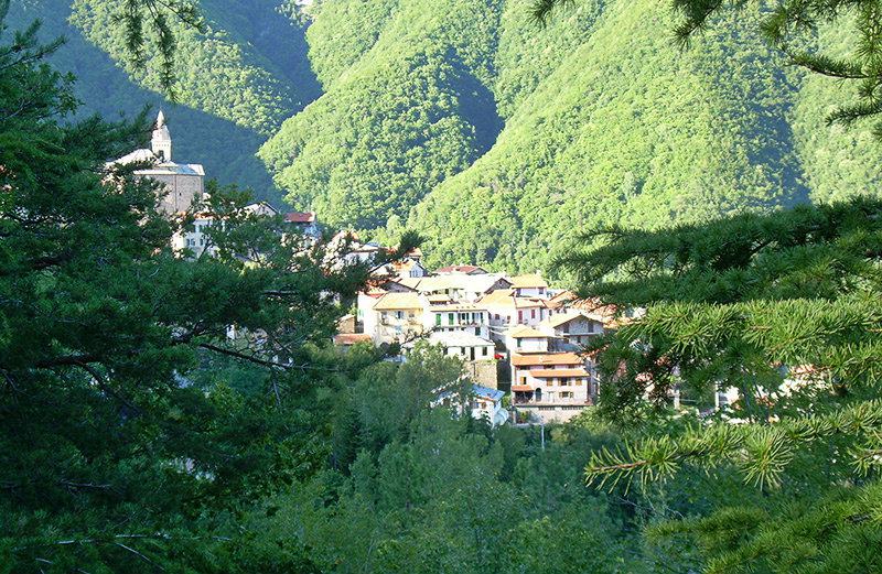 A view over Mendatica town in Liguria